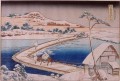 le pont du ponton à Sano dans la province de Kozuka Katsushika Hokusai ukiyoe